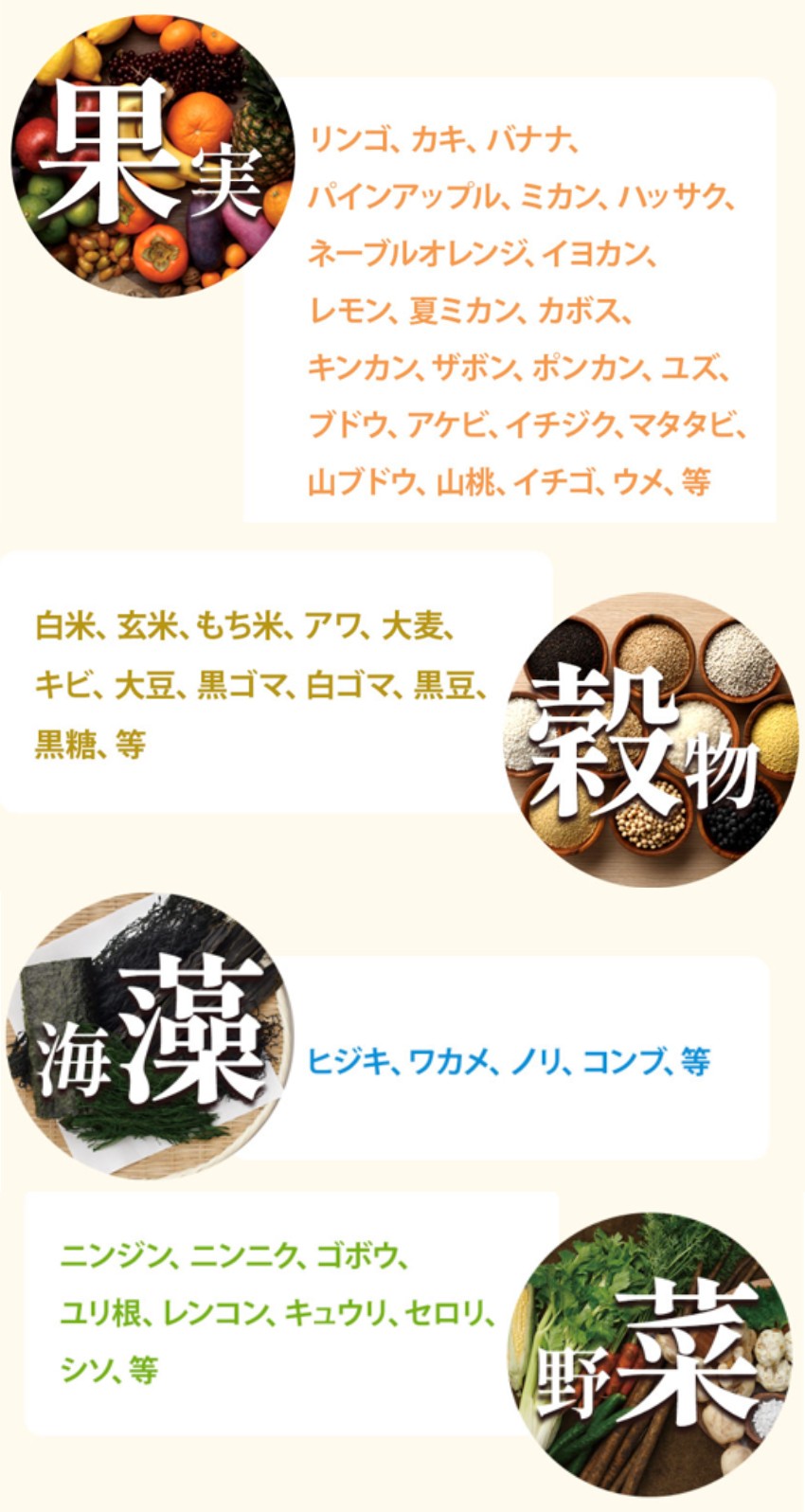 53種類以上の植物性原材料