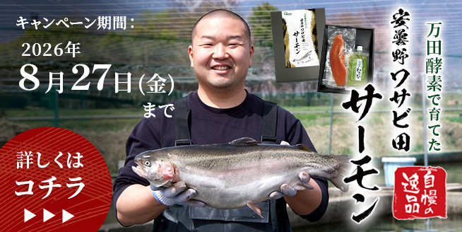 【自慢の逸品】万田酵素で育てた安曇野ワサビ田サーモンをご紹介♪
